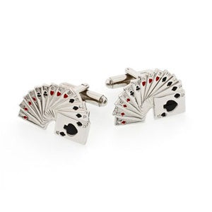 Hand of Cards Cufflinks Silver