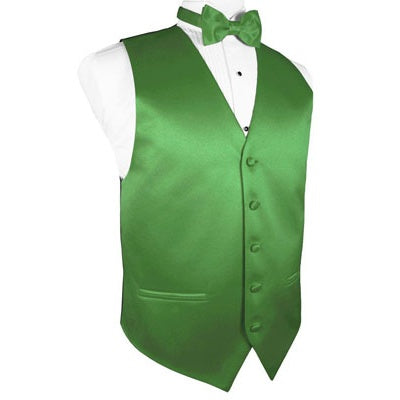 Kelly Green Solid Satin Tuxedo Vest