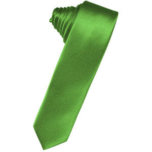 Kelly Green Solid Satin Skinny Necktie