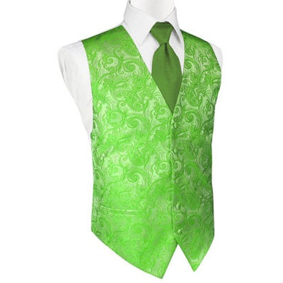 Kelly Green Tapestry Satin Tuxedo Vest