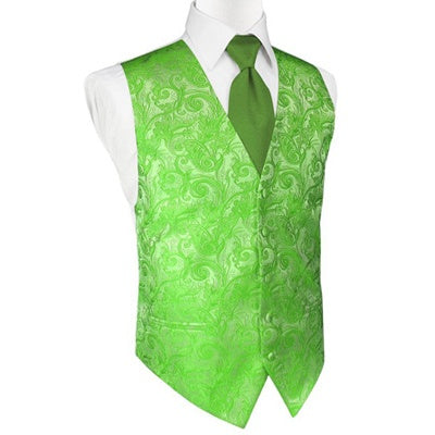 Kelly Green Tapestry Satin Tuxedo Vest