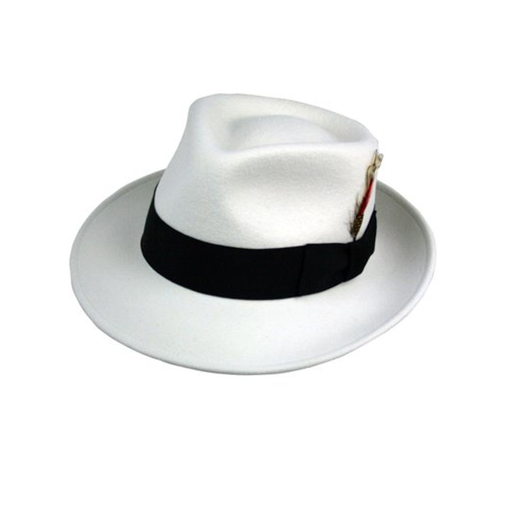 Deluxe Soft White Kent Crushable Trilby Fedora with Black Band