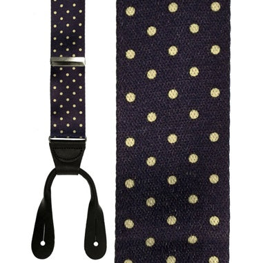 Black and Khaki Dots Silk Suspenders