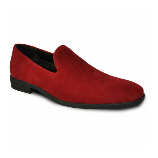 Red Suede Slip On Tuxedo Shoes