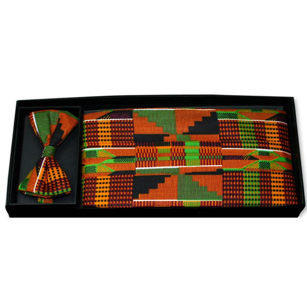 Kente Steps Bow Tie and Cummerbund Set