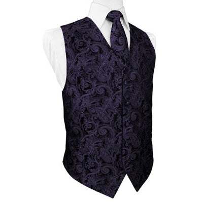 Lapis Purple Tapestry Satin Tuxedo Vest