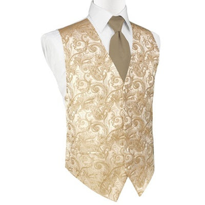 Latte Tapestry Satin Tuxedo Vest