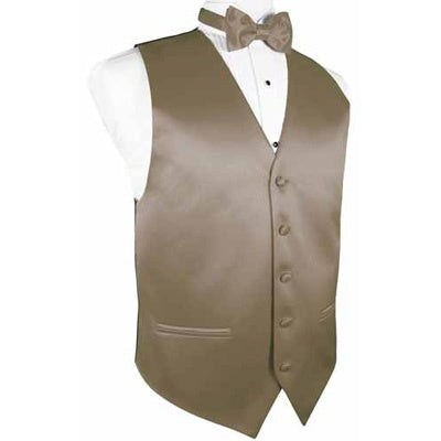 Latte Satin Tuxedo Vest