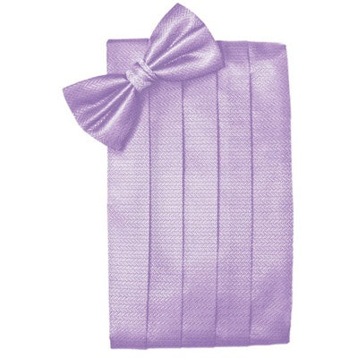 Lavender Herringbone Cummerbund and Bow Tie Set