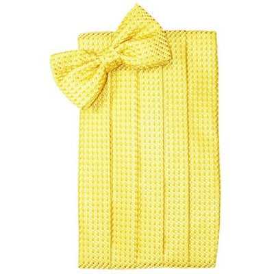 Lemon Yellow Venetian Cummerbund and Bow Tie Set