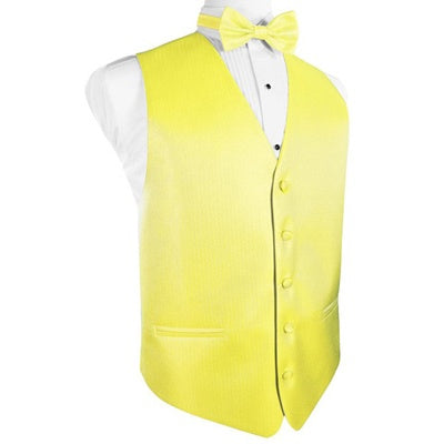 Lemon Yellow Herringbone Tuxedo Vest