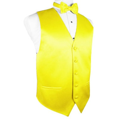 Lemon Yellow Satin Tuxedo Vest