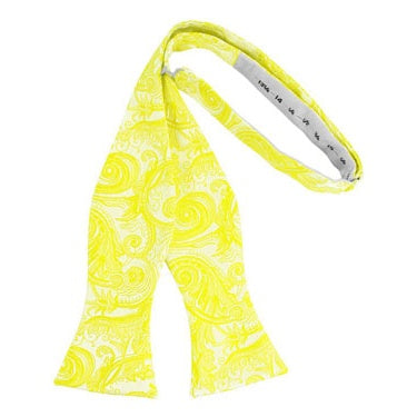 Lemon Tapestry Paisley Self Bow Tie