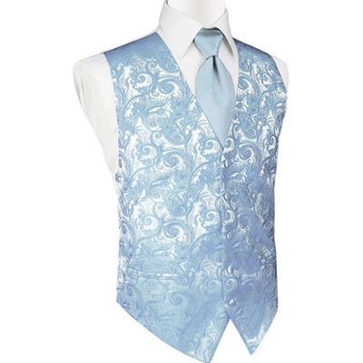 Light Blue Tapestry Satin Tuxedo Vest