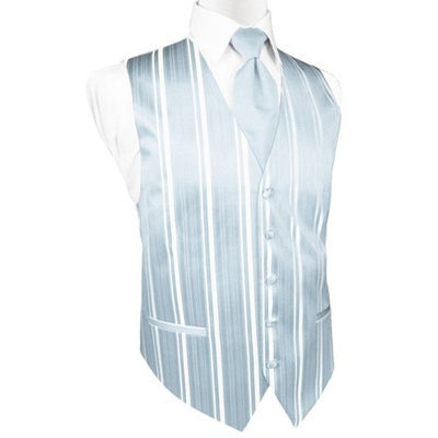 Light Blue Striped Satin Tuxedo Vest