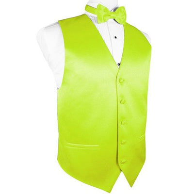 Lime Green Satin Tuxedo Vest