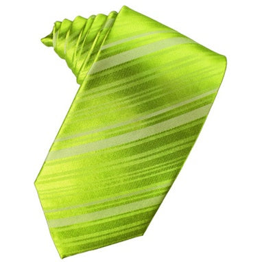 Lime Green Striped Satin Necktie