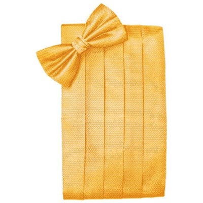 Mandarin Orange Herringbone Cummerbund and Bow Tie Set
