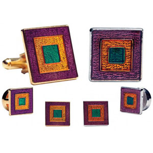 Mardi Gras Square Tuxedo Cufflinks and Studs Gold or Silver