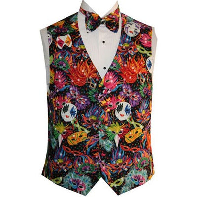 Mardi Gras Masks And Ribbons Novelty Tuxedo Vest