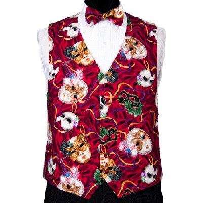 Phantom Masks Mardi Gras Tuxedo Vest in Red