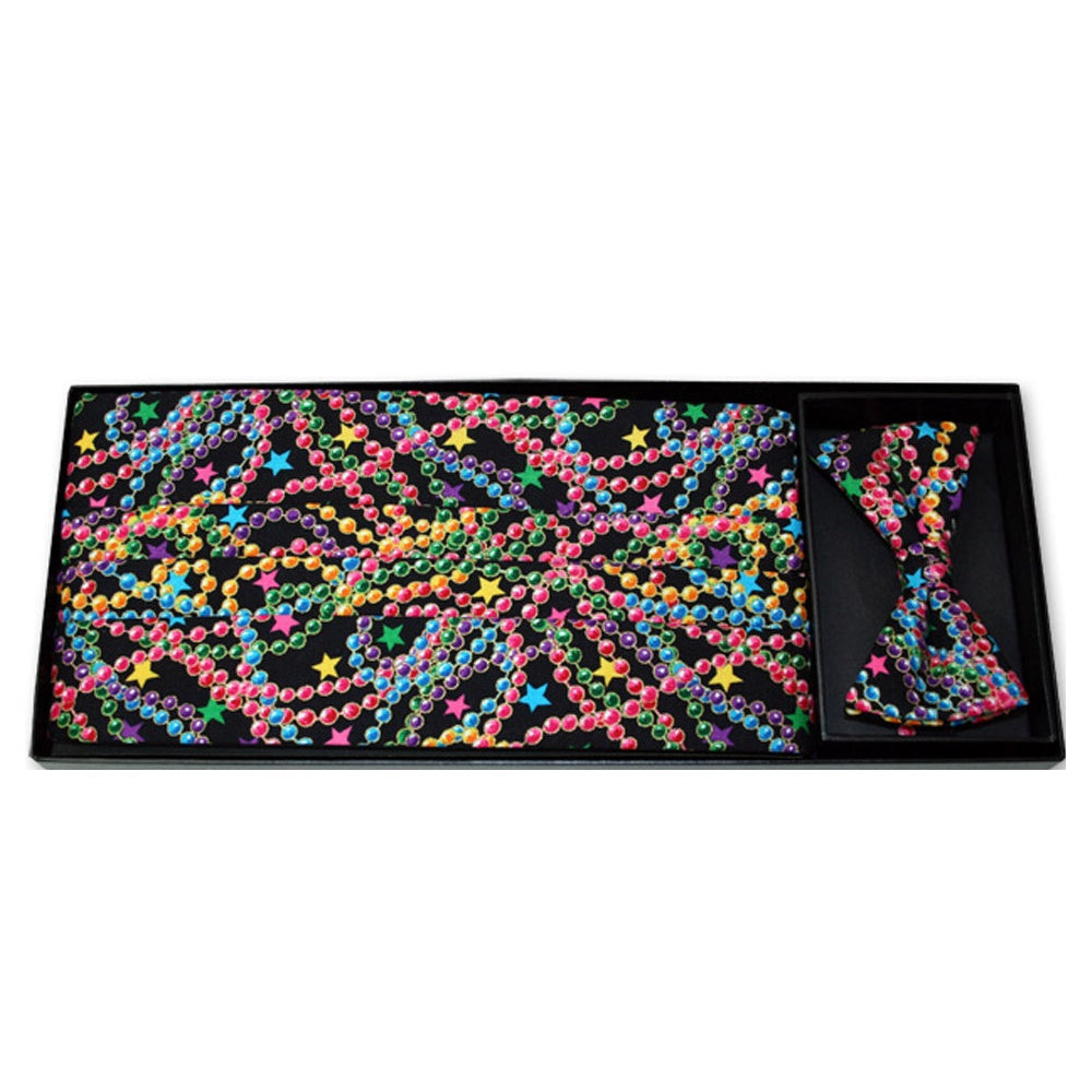 Mardi Gras Beads Bow Tie and Cummerbund Set