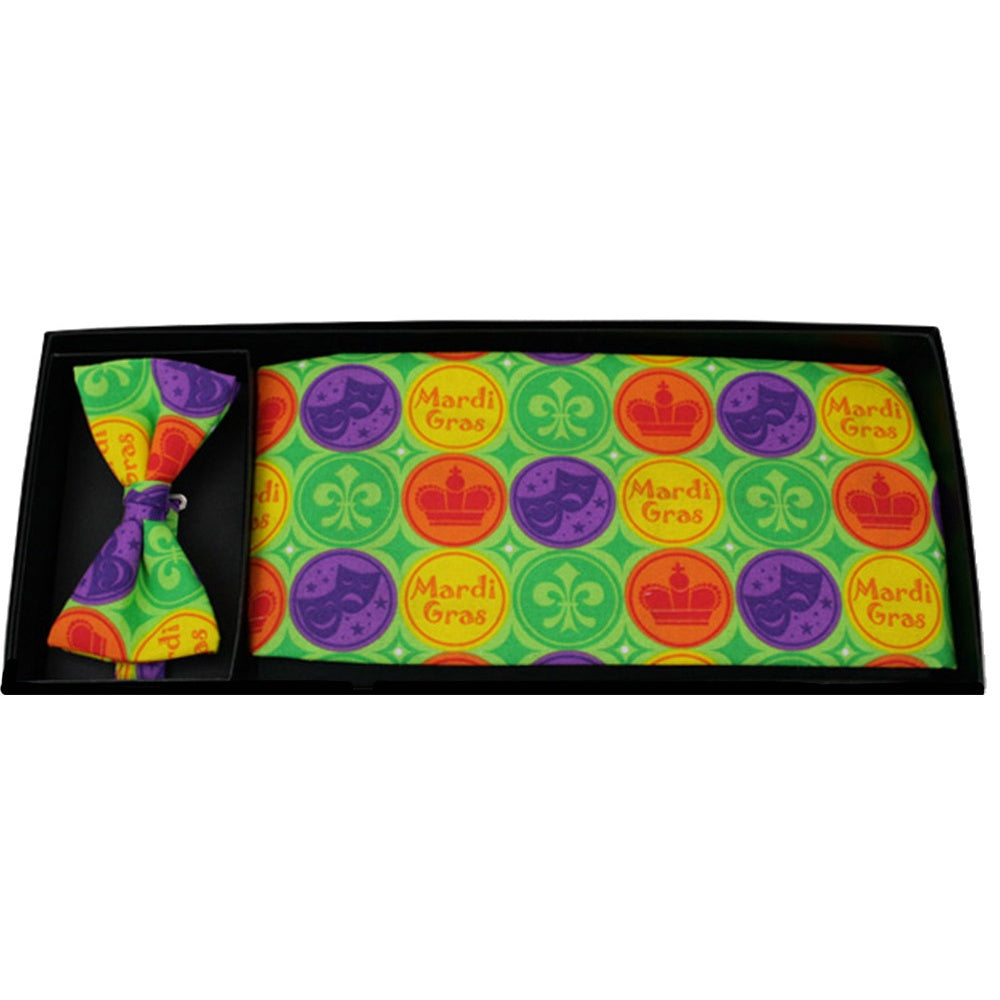 Mardi Gras Coins Bow Tie and Cummerbund Set in Green