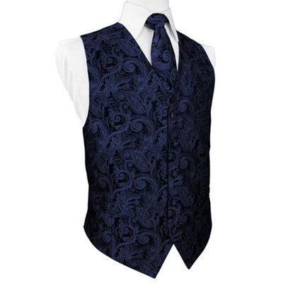 Marine Blue Tapestry Satin Tuxedo Vest