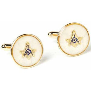 Masonic Faux Mother of Pearl with Blue Center Cufflinks