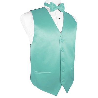 Mermaid Blue Satin Tuxedo Vest