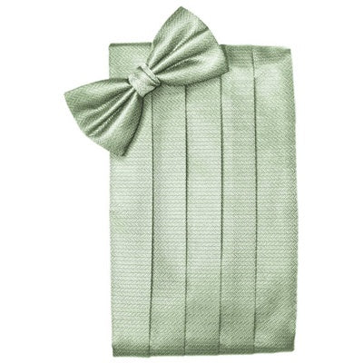 Mint Green Herringbone Cummerbund and Bow Tie Set