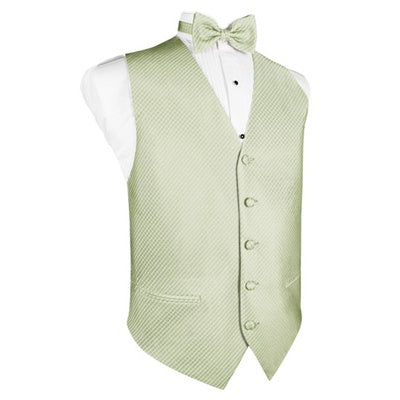 Mint Green Grid Pattern Tuxedo Vest