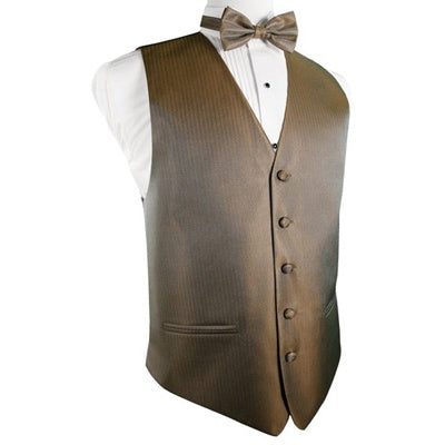 Mocha Brown Herringbone Tuxedo Vest