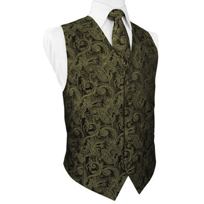 Moss Green Tapestry Satin Tuxedo Vest