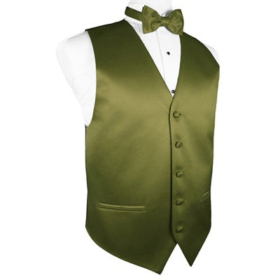 Moss Green Satin Tuxedo Vest