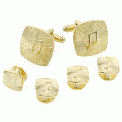 Musical Notes Cufflinks and Studs Gold