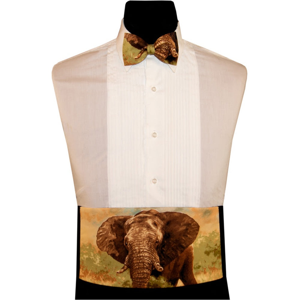 Elephant Nature Study Cummerbund and Bow Tie Set