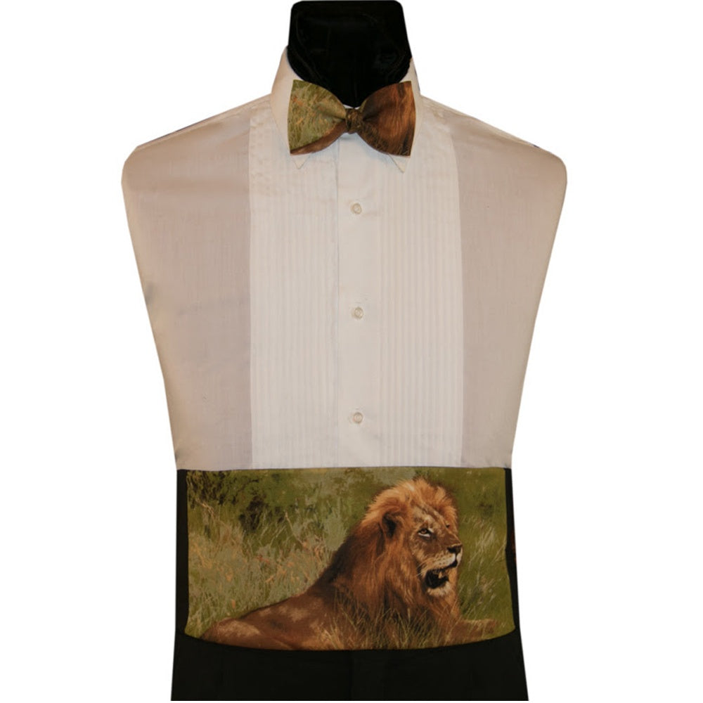 Lion Nature Study Cummerbund and Bow Tie Set