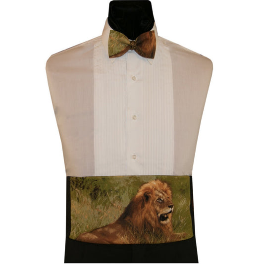 Lion Nature Study Cummerbund and Bow Tie Set