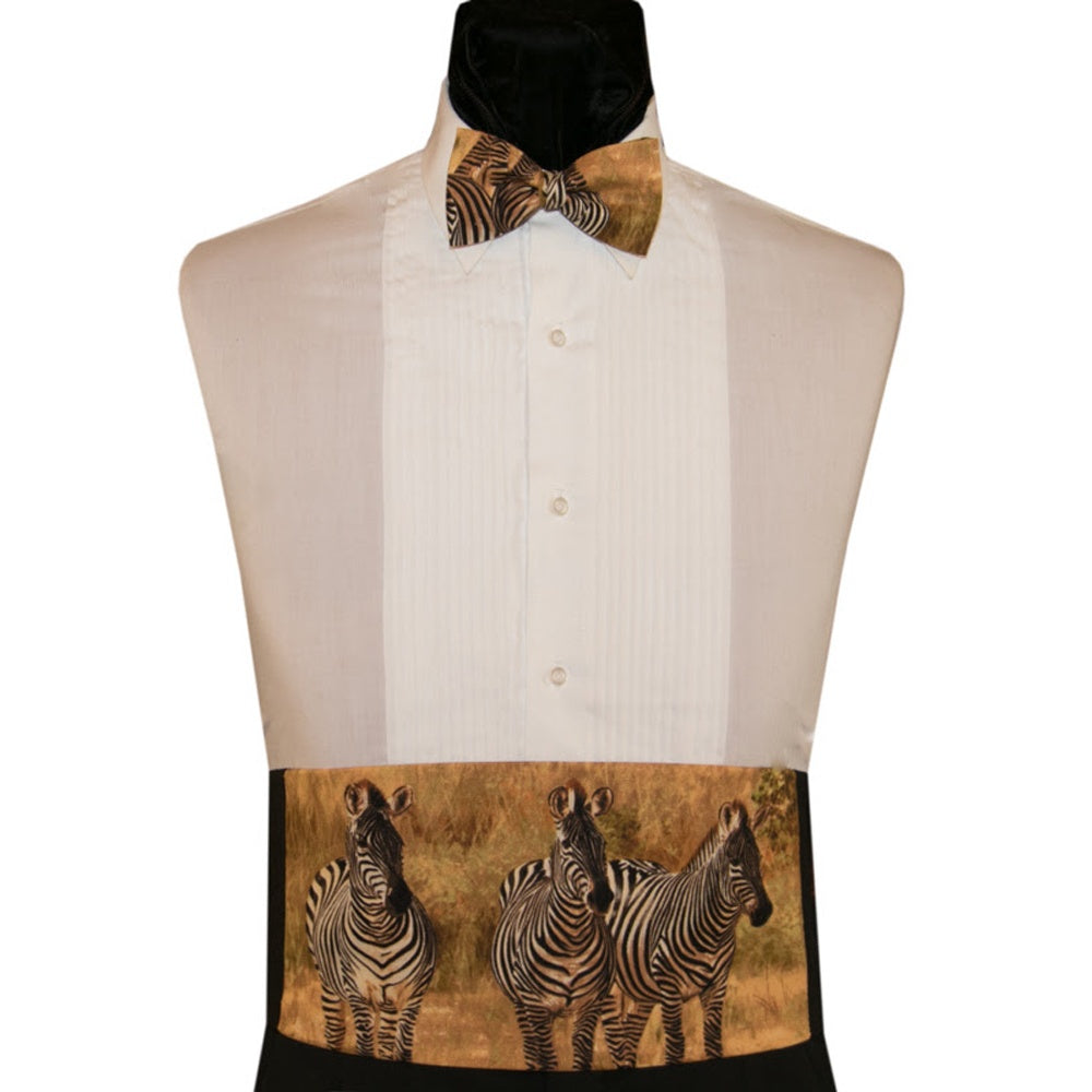 Zebra Nature Study Cummerbund and Bow Tie Set