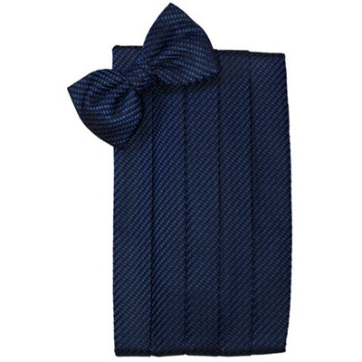 Navy Blue Venetian Cummerbund and Bow Tie Set