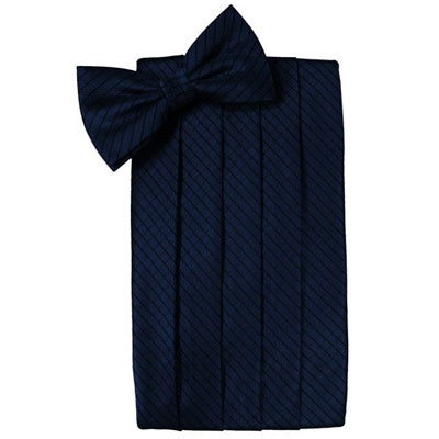 Navy Blue Palermo Cummerbund and Bow Tie Set