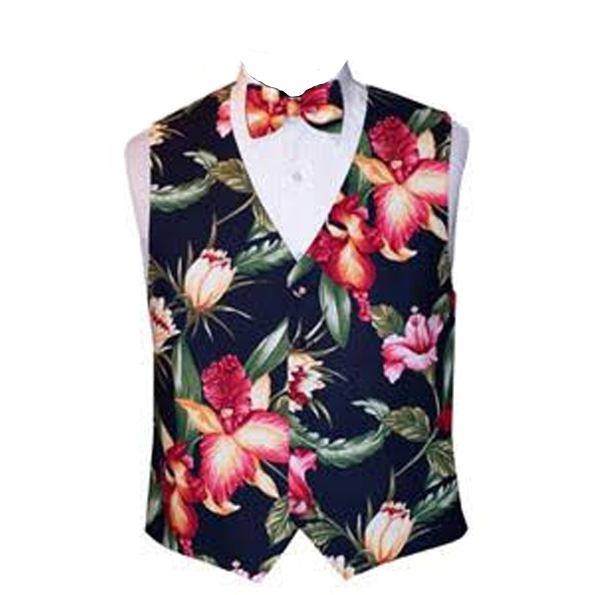 Navy Blue Tropical Floral Vest