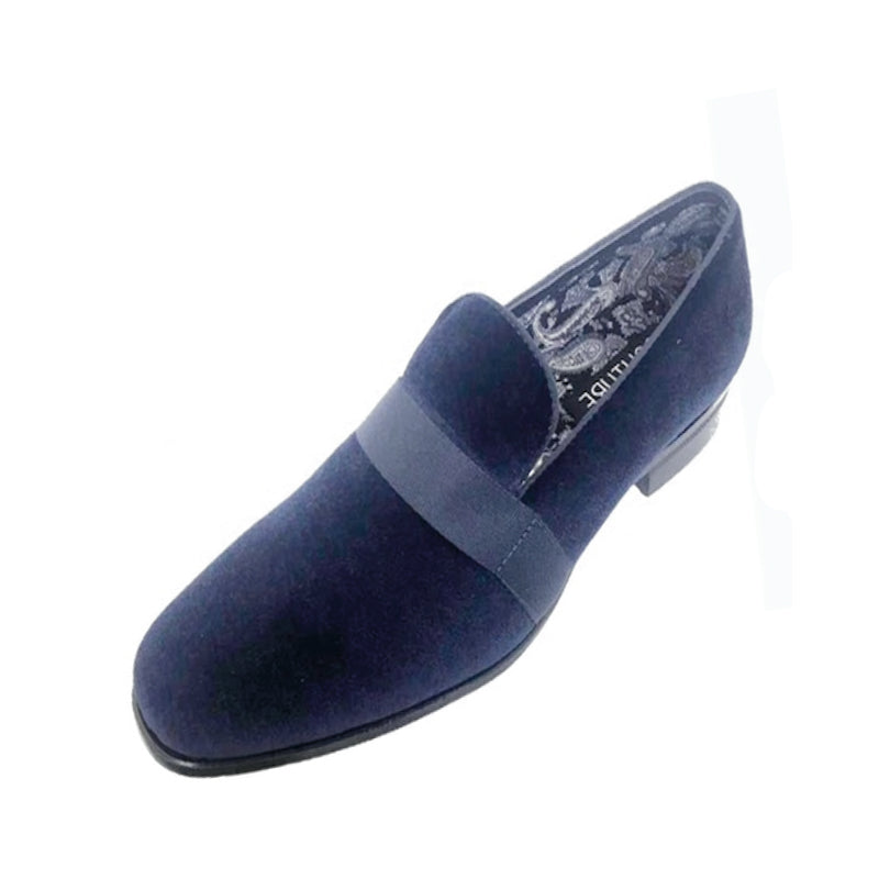 Navy Velvet Slip On Shoes