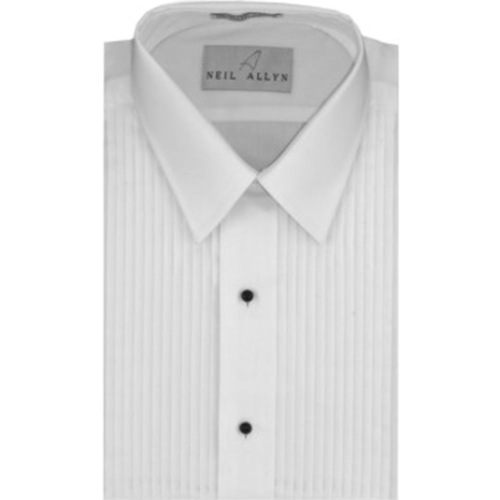 Neil Allyn Cotton Laydown Collar w/ 1/4 Inch Pleats Tuxedo Shirt