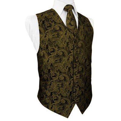 New Gold Tapestry Satin Tuxedo Vest