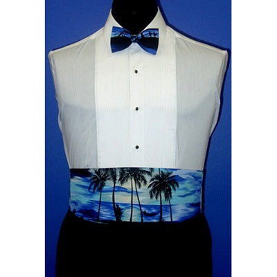 Blue Trade Winds Cummerbund and Bow Tie Set