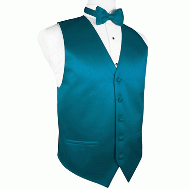 Pacific Blue Satin Tuxedo Vest