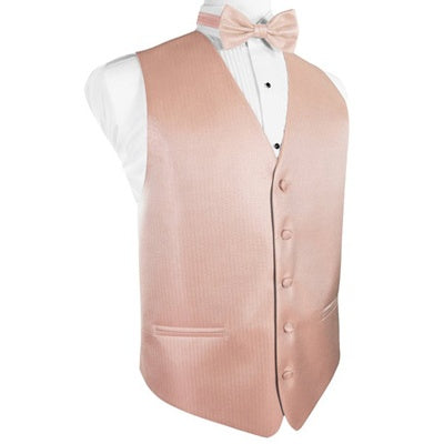 Peach Herringbone Tuxedo Vest