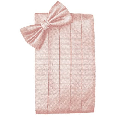 Peach Herringbone Cummerbund and Bow Tie Set